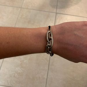 Henri Bendel chain bracelet with leather strap